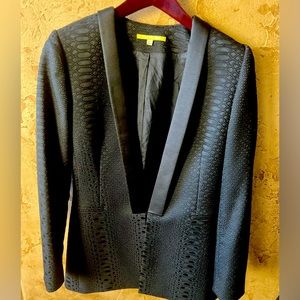 Gianni Bini Black leopard print tuxedo blazer for women. Size 4.